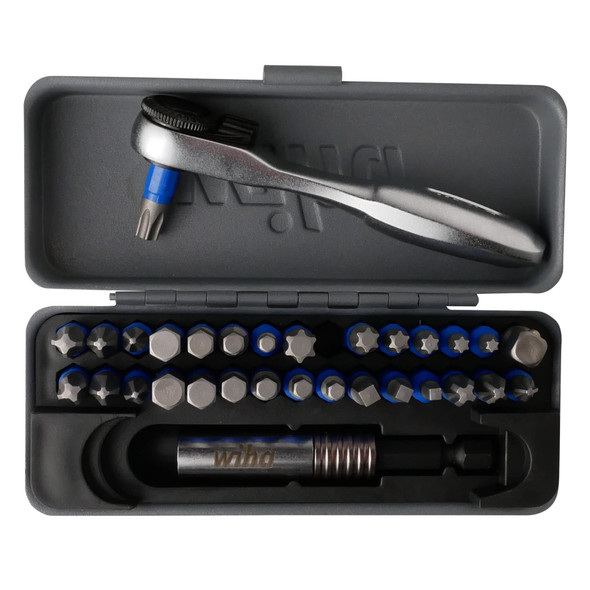 Wiha 32 Piece GoBox Terminator Blue Impact Bit Set with 1/4-in. Ratchet. 76889