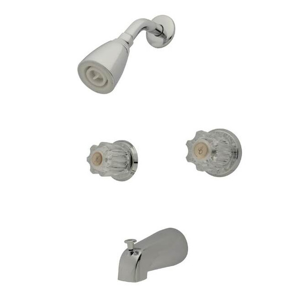 Kingston Brass Tub and Shower Faucet, Polished Chrome, Wall Mount KB141