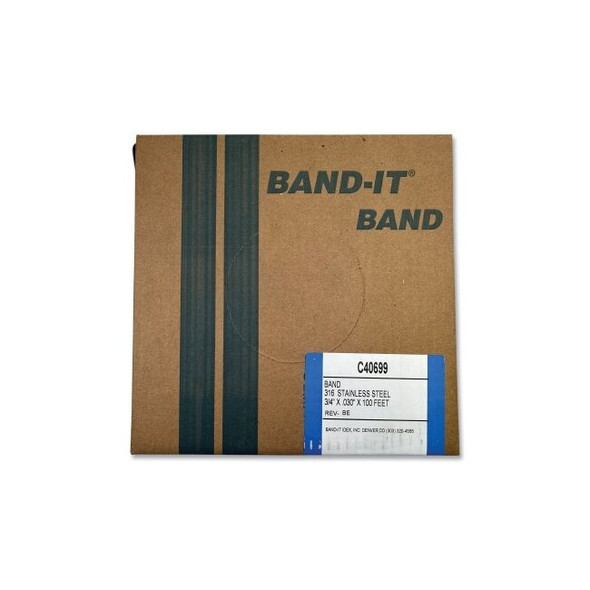 316 Stainless Steel Band, 3/4 in W x 100 ft L, 0.03 in Thick, 316 Stainless Steel