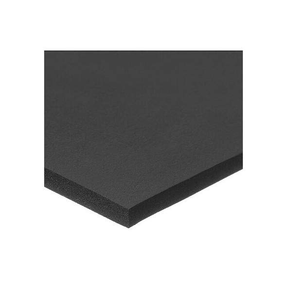 Foam Strip, Open Cell, 2 in W, 72 in L, 1/2 in Thick, Black