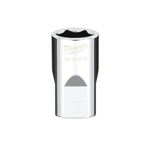 1/2 in. Drive 15mm Metric 6-Point Socket with FOUR FLAT Sides