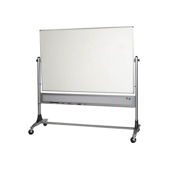 Dry Erase Board, Porcelain, 48 in, 96 in, Aluminum Frame, White, Gloss