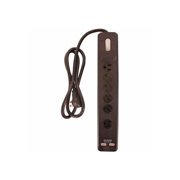 Southwire Surge Protector, Black, 5 in, 6 Outlets 41495