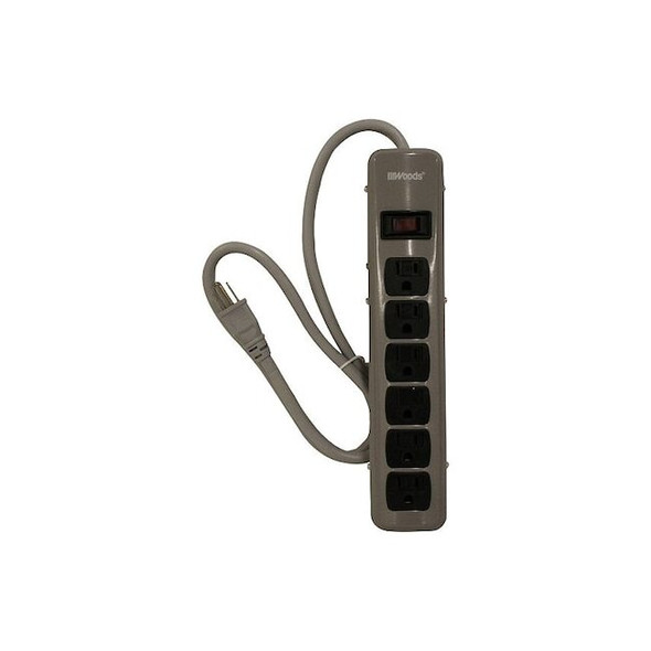 Southwire Power Strip, Gray, 4-1/4 in, 6 Outlets 41386