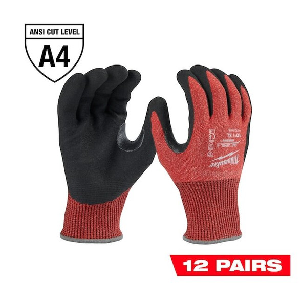 Cut-Resistant Coated Gloves, Cut Level A4 ,Dipped ,Nitrile ,Sandy ,XL 12 PK