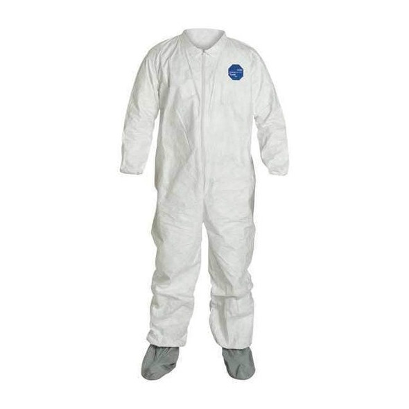 Dupont Coverall,Elastic Non Slip Boot,4XL,PK25 TY121SWH4X0025NS
