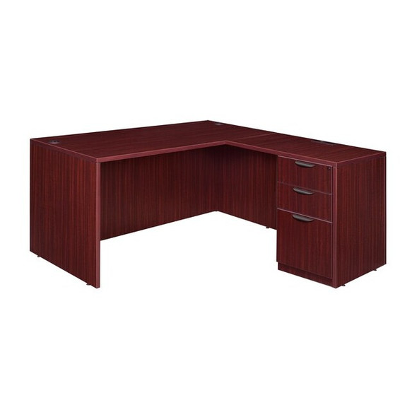 Pedestal Desk Legacy 60" Single Full Pedestal L-Desk,4, Mahogany