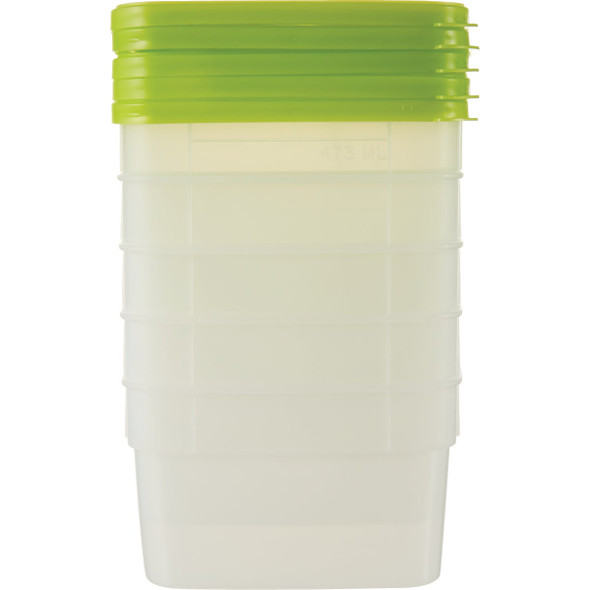Stor Keeper 1 Pt. Clear Square Freezer Food Storage Container with Lids (5-Pack)