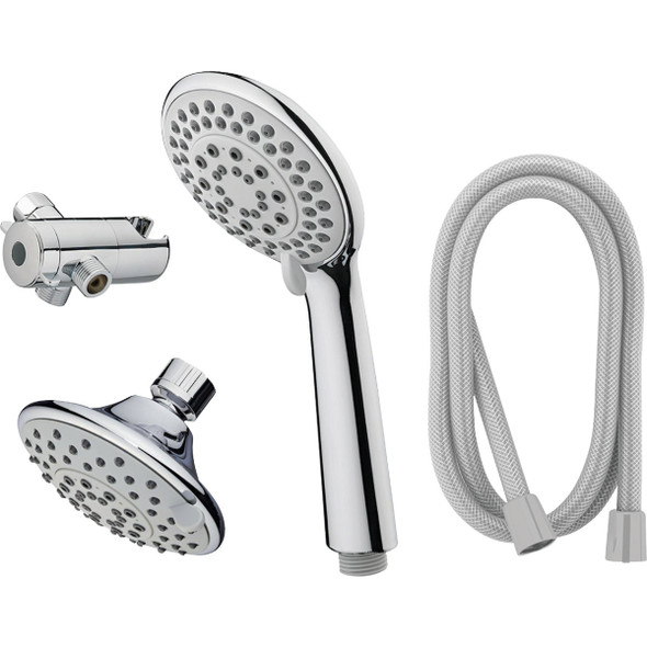 HomePointe Shower Head, Fixed/Handheld, 5-Settings, Chrome Plated 228629