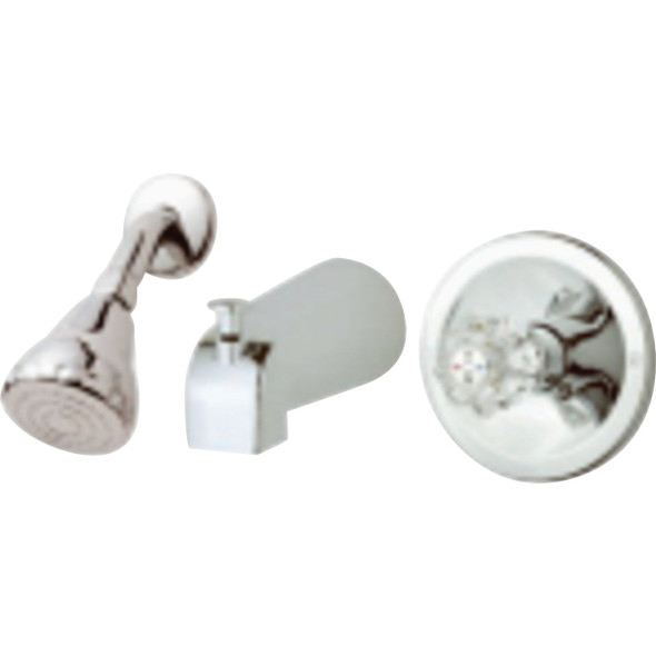 Homepointe Tub & Shower Faucet + Showerhead, Acrylic Handle, Chrome 210518