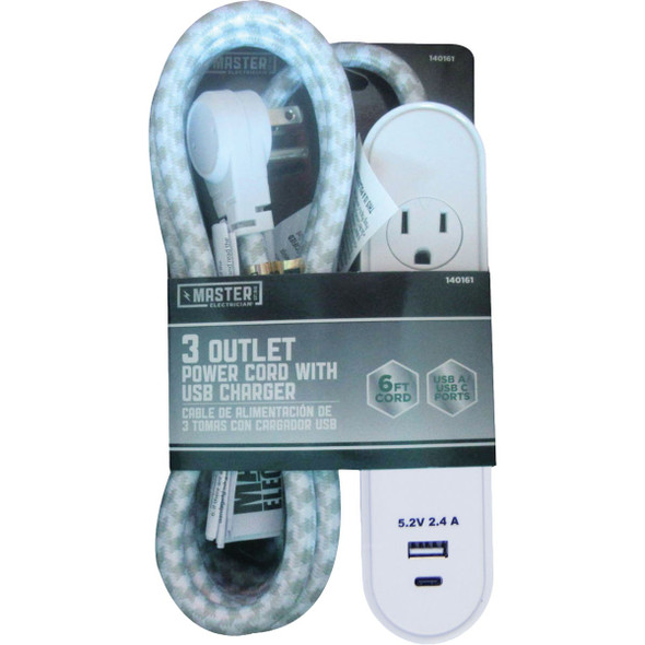 Master Electrician 3-Outlet White Power Cord KAB-25W