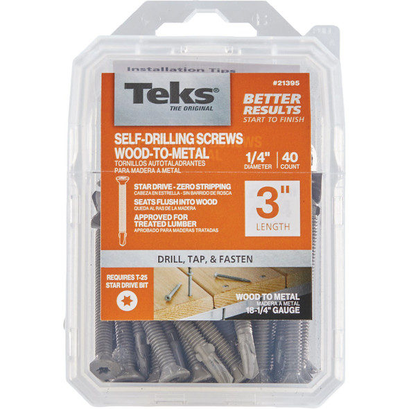 Teks 1/4-20 x 3 In. Star Head Drill Point Wood-to-Metal Screws (40-Count) 21395