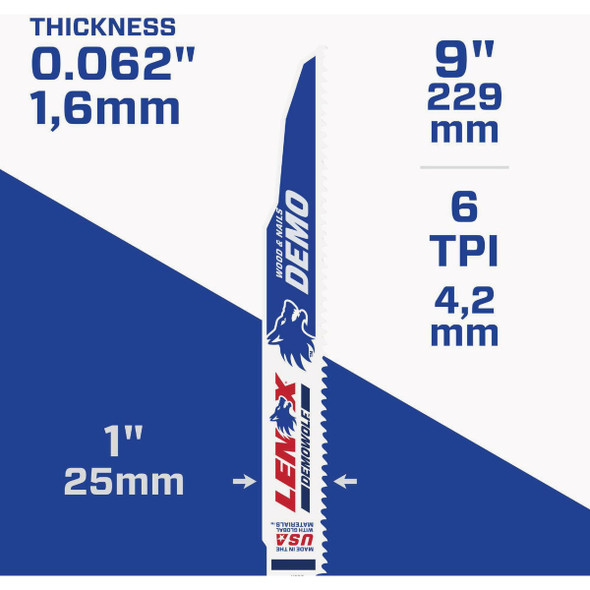 Lenox 9 In. 6 TPI Bi-Metal Reciprocating Saw Blade (5-Pack) 20371966R5 306008