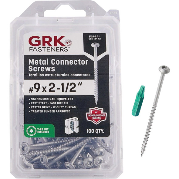 GRK #9 x 2-1/2 In. Metal Connector Screw (100-Count) 29251