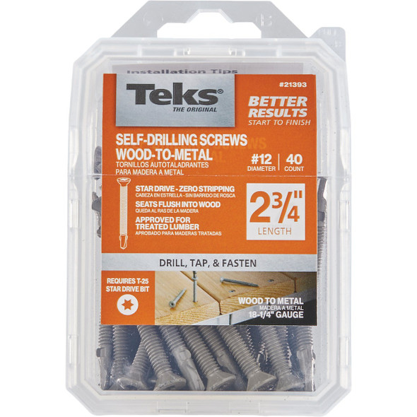 Teks #12 x 2-3/4 In. Star Head Drill Point Wood-to-Metal Screws (40-Count) 21393