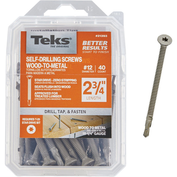 Teks #12 x 2-3-4 In. Star Head Drill Point Wood-to-Metal Screws (40-Count) 21393 211413