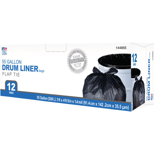 True Value 55 Gal. Black Wing Tie Drum Liner Trash Bags (12-Count) 1942923