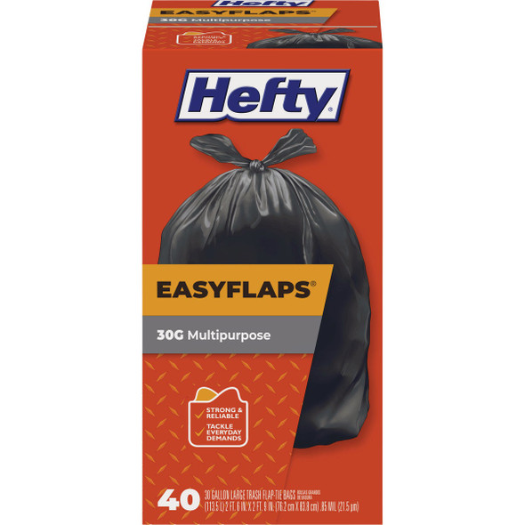 Hefty 30 Gal. Black Easy Flap Large Trash Bags (40-Count) E27744