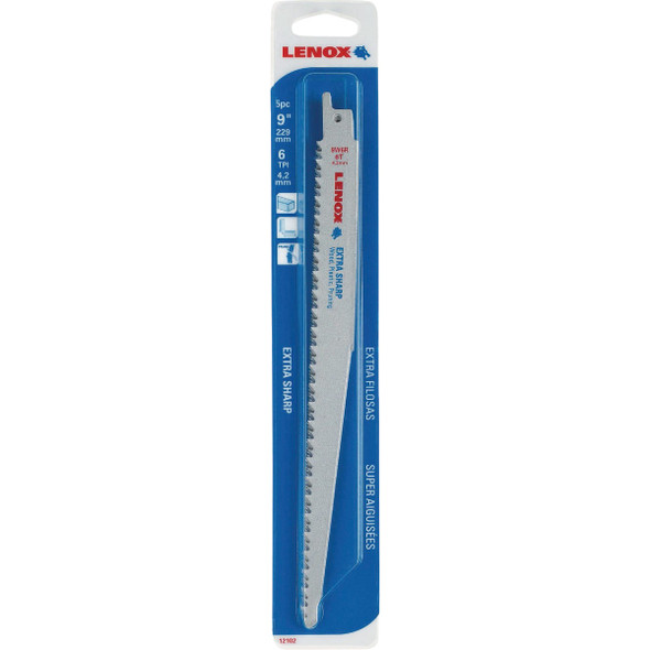 Lenox 9 In. 6 TPI Reciprocating Saw Blade (5-Pack) 121029W6R 382459