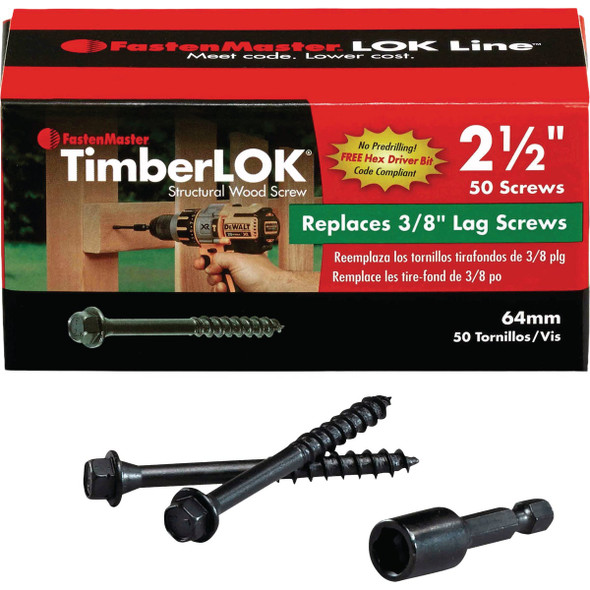 Timberlok 50ct 2.5" Hex Strct Scrw FMTLOK212-50