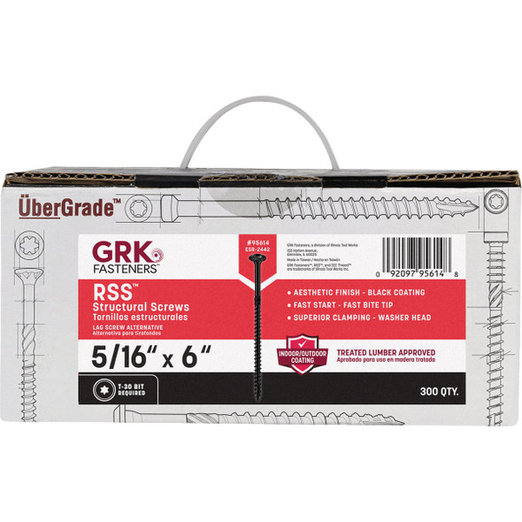 GRK RSS 5/16 In. x 6 In. Black Exterior Wood Structural Screw (300-Count) 95614