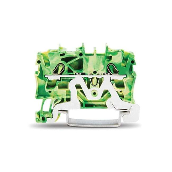 Wago Terminal Block,2" L,Green; Yellow 2002-1207