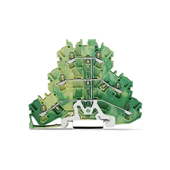 Wago Terminal Block,3.67" L,Green; Yellow 2002-3207