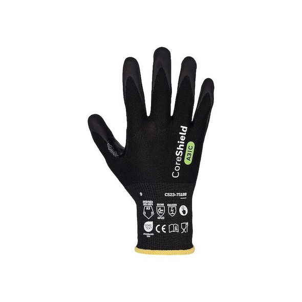 Pip Global Safety Cut Protection Gloves,Black,9.8",PR,XL CS23-7518B-10