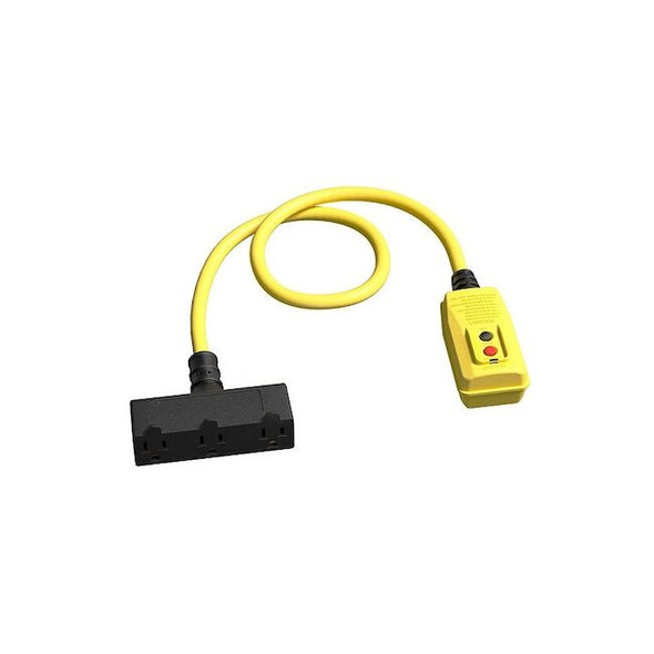Manufacturer Varies GFCI, Yellow, 2-2/5 ft, 3 Outlet, 12 AWG 875LE3