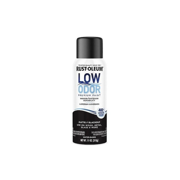 Rust-Oleum Low Odor Spray Paint, Water-Based, Alkyd, Blackout, Matte 388279