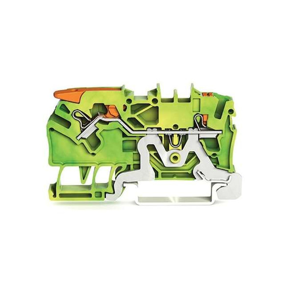 Wago Terminal Block,2.51" L,Green; Yellow 2102-5207