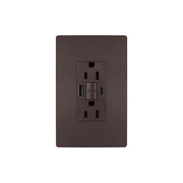Legrand USB Receptacle, 15 A, Dark Bronze, Nylon 1597TRUSBACDBC4