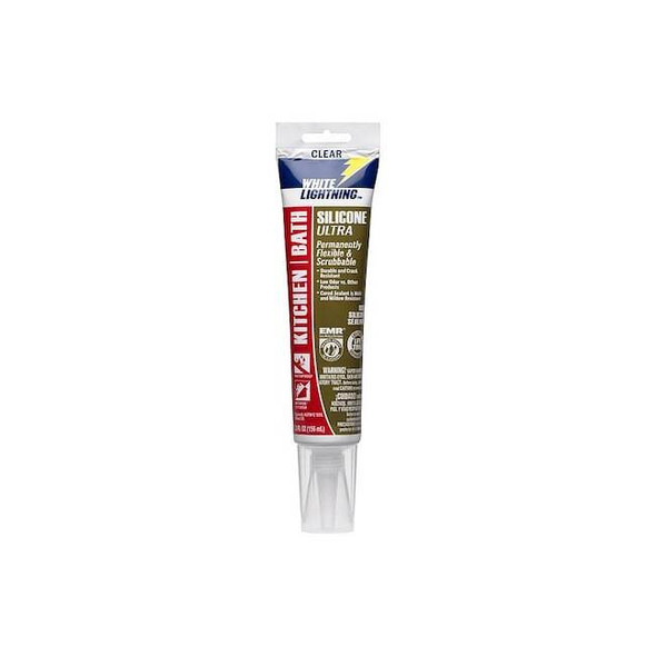 White Lightning Silicone Caulk,6 " L,8 " W,Clear W21101005