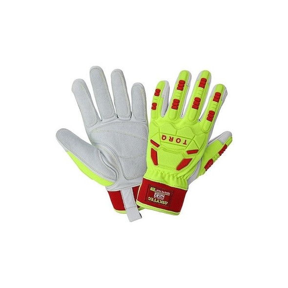 Globus Mechanic Impact Glove,YL,Rd,WHT,7/S,PR TQ4005-7(S)