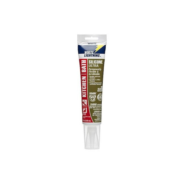 White Lightning Silicone Caulk,6 " L,8 " W,White W21100005