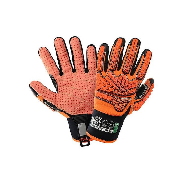 Globus Mechanic Impact Glove,Leather,Red,2XL,PR Torq Sirocco Xtra 11/XXL