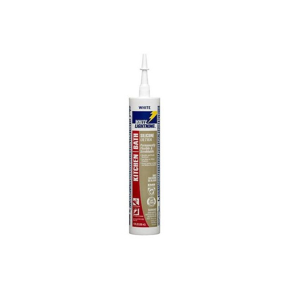 White Lightning Silicone Caulk,6 " L,8 " W,White W21100010