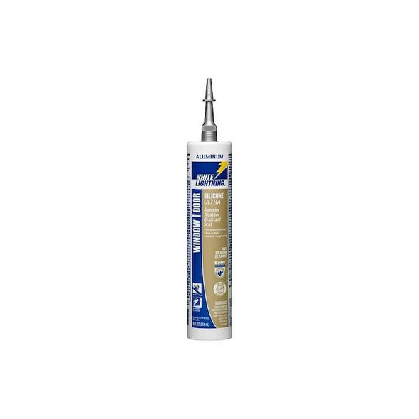 White Lightning Silicone Caulk,6 " L,8 " W,Aluminum W31104510