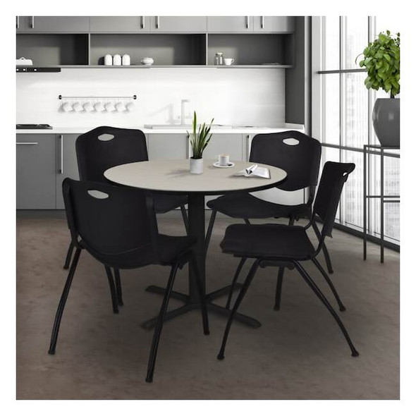 Cain Cain Round Table & Chair Set, Wood, Metal, Plastic Top, Maple TB36RNDPL47BK