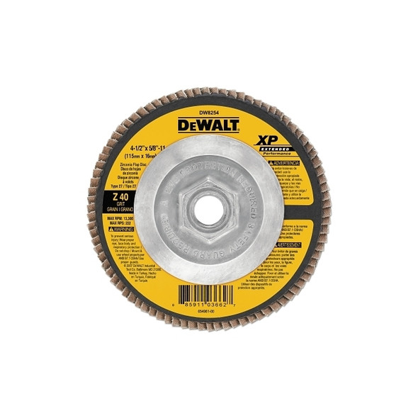 XP™ Extended Performance Flap Disc, 4-1/2 in dia, 40 Grit, 5/8 in-11 Arbor, 13300 RPM, T27