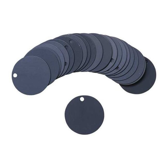 Brady Blank Tag, Aluminum, 2 in H x 2 in W, 2 in Dia., Black, Round, 25 PK 87612
