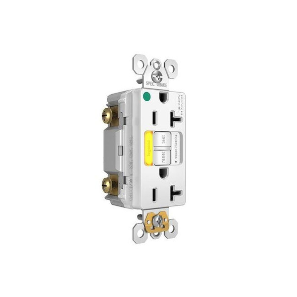 Legrand GFCI, 20 A, 125V AC, White, Plastic 2097HGTRPIAMBW
