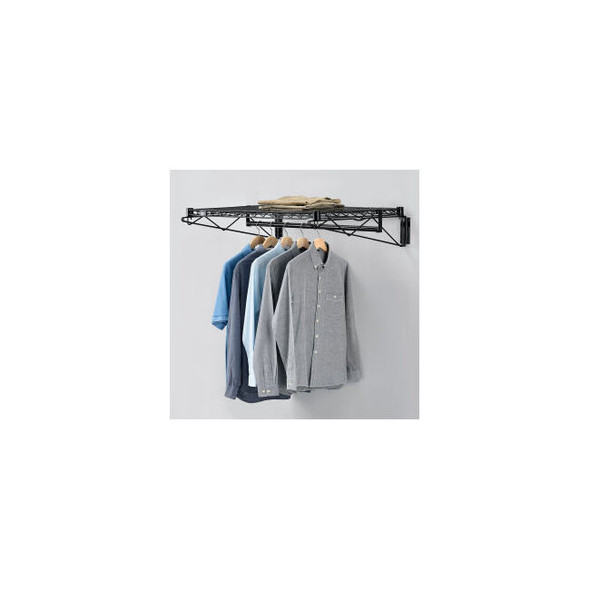 Black Coat Rack with Bars - Wall Mount - 36""W x 24""D x 6""H