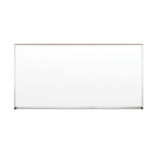 Dry Erase Board, Porcelain, 48 in, 96 in, Aluminum Frame, White, Gloss