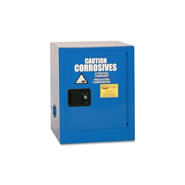 Acid and Corrosive Safety Cabinet, Bench Top, Manual-Close Door, 4 gal Cap, Steel, Blue