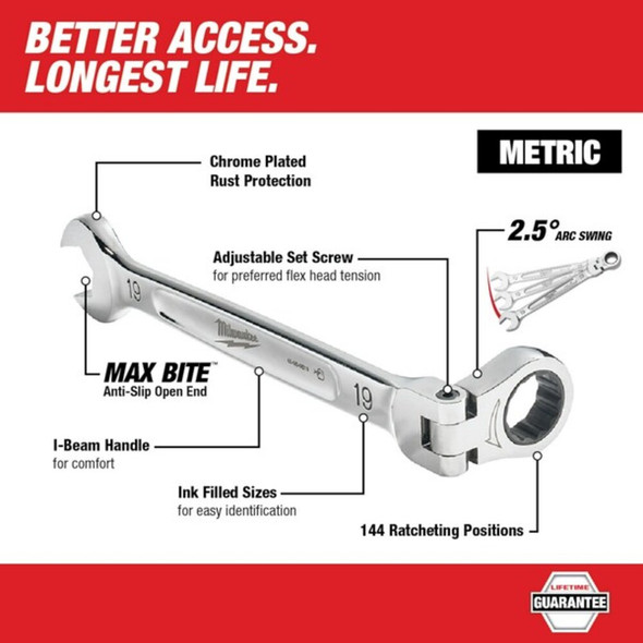 Milwaukee Tool 9-16 in. SAE Flex Head Combination Wrench 45-96-9815