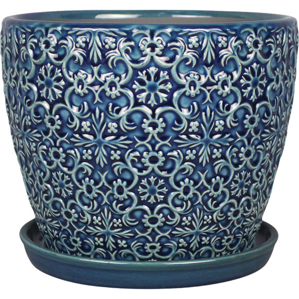 Trendspot 6 In. Blue Mediterranean Ceramic Bell Planter TVCR11403S-060A