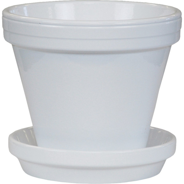 Ceramo 4.5 In. White Powder-Coated Standard Pot PCSBX-4-W 739851