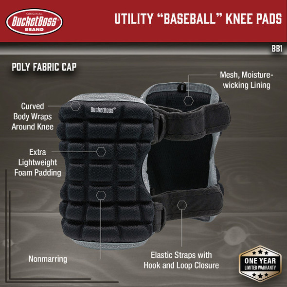 Bucket Boss Utility Baseball Kneepads BB1 393366