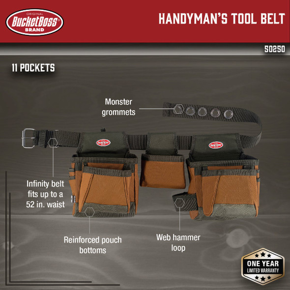 Bucket Boss 11-Pocket Handyman's Tool Belt 50250 387957